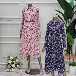 [미니멈]MD 카라넥 앞단추 여밈 언발 쉬폰 원피스 MD MZAGWO2930