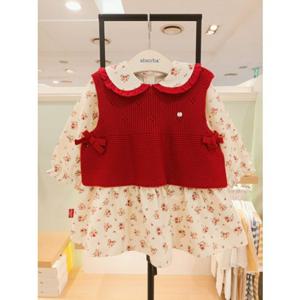 [압소바] (빨강)(조카백일돌선물) 허브 니트베스트 원피세트 (A2525107)