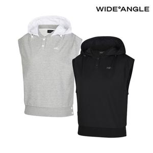 [와이드앵글] WWU24252 CO 우븐 믹스 후드 슬리브리스