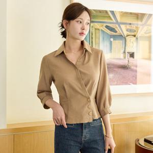 [한정수량] [모리스커밍홈] 오픈카라 7부소매 자켓 블라우스_M2508BL072C