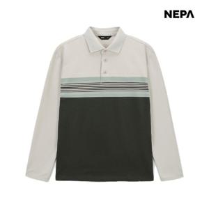 네파 [택가 129,000]남성 스트라이프 패턴 약기모 긴팔 티셔츠 7K55263