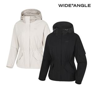 [와이드앵글] WWU24172 CO 허리 스트링 중기장 후드 자켓
