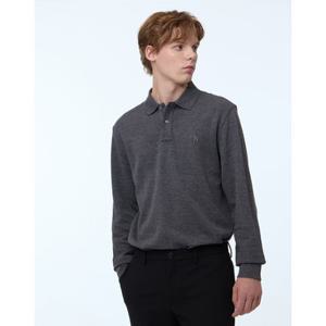 헤지스 남성 24FW 반값세일스테디셀러 차콜그레이 단색 면혼방 긴팔카라티셔츠 WHTS4D432CG