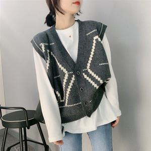 여성 일상 데일리 오버핏 캐주얼 조끼 단추 니트 LK-B032 의류