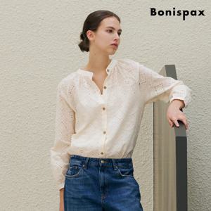 [보니스팍스(여성의류)]코튼 자수 펀칭 라운드넥 블라우스 (XP3BA033L0)