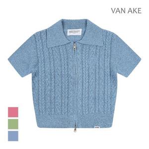 [반에이크]MARIO카라 집업 반팔 니트가디건_VB36KCMV02Z