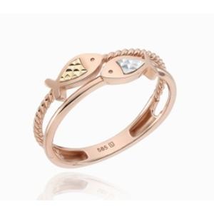 [로이드] 콤비컬러 더블 물고기 14K 반지 LRS25037G