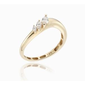 [로이드] 트리플 세팅 웨이브 14K 골드 반지(마퀴즈) LRS25018G