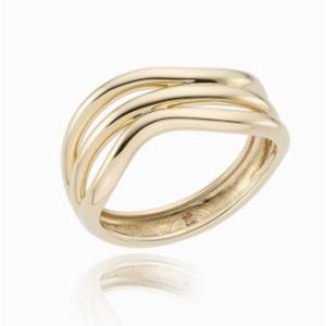 [로이드] 트리플 라인 웨이브 14K 골드 반지 LRS25019G