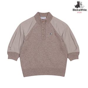 [블랙앤화이트] 여성 우븐 믹스 라글란 소매 스웨터 2615LBKW_BEIGE