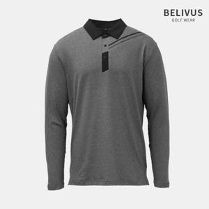 빌리버스 남성 경량 스판 골프웨어 스냅 배색 포인트 긴팔 폴로티 BBLT049