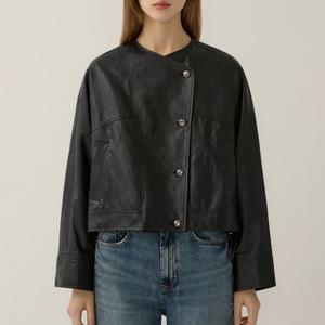 [리스트]페이크 레더 사선 버튼 자켓 TWWJKP72040