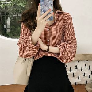 러블리 블라우스 여성 3컬러 깅엄체크 셔츠 LK-S004