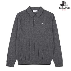 [블랙앤화이트] 남성 캐시미어 골조직 폴로 스웨터 2205GBCC_GREY