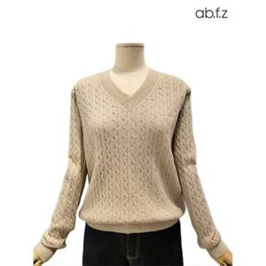 [에이비에프지]꽈베기 V넥 긴팔 니트 APZ4HW47K