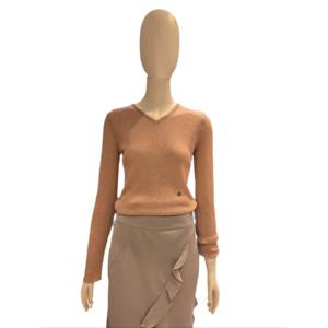 [쥬크]슬림핏 글리터 V넥 니트 (Z253KSK010)