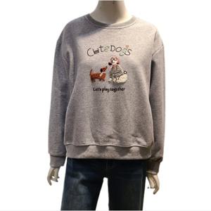 [숲]강아지 자수 라운드 티셔츠(SBALT801)