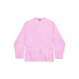 발렌시아가 로고 자카드 페이크 퍼 가디건 769146T6230