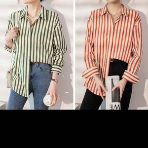 G126048 블라우스 빅사이즈 스트라이프 새틴 여성블라