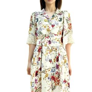 [비꼴리끄(여성)]린넨 프린트 허리 포인트 원피스 B252WO3100