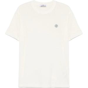 스톤아일랜드  스톤 남성 가먼트다이 로고 패치 슬림핏 반팔(아이보리) K1S15 2100237 S0057 V0193