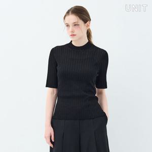[유닛] 블랙 글리터 베이직 반팔 스카비오사 모크넥 풀오버 UFKKMN331N-08