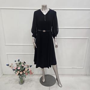 [미니멈]MZCGWO7980BK 소매쉬폰 플레어 원피스