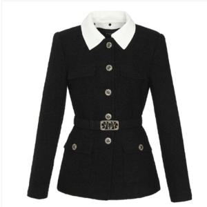 [미니멈]배색카라 트위드 자켓 (MXDAWJ9100 BK)_IC