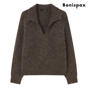 [보니스팍스(여성의류)]오픈 트임 카라 루즈핏 긴팔 니트 (XP4KT008L0)