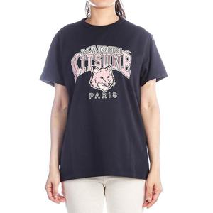 [메종키츠네] (LW00104KJ0035 NAVY) 여성 캠퍼스 폭스 반팔 티셔츠