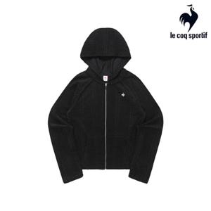 [르꼬끄] 여성 슬림핏 약기모 케이블 후드 집업 QQ422OFTN1_BLK