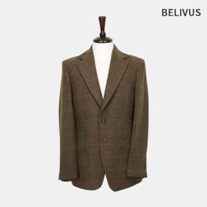 빌리버스 남자 겨울 헤링본 체크 울블랜드 싱글 자켓 BVOT183