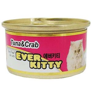 고양이간식 에버키티 참치 게살 캔 80g 고양이간식 야옹이간식 고양이캔 야옹이캔 에버키티고양이캔