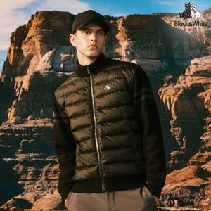 [블랙앤화이트]남성 구스다운 우븐 퀼팅 니트 가디건 2815GBKW_BLACK