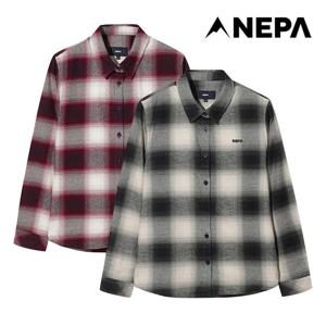 네파 여성 면 체크 긴팔 셔츠 7L61501