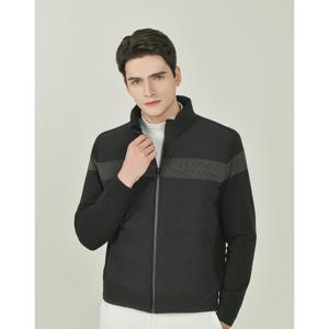 헤지스 골프 25FW 블랙 남성 스웨이드 믹스 구스 다운 점퍼 HUSW5D719BK