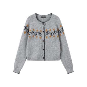 [비엔엑스]플로럴 자카드 패턴 니트 가디건 (BX3CD041L0)