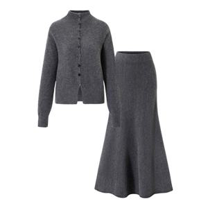 [GGPX]반하이넥 버튼 가디건 니트 롱 스커트 셋업 (GPDOW015D)