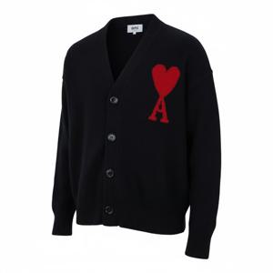 아미 빅하트 로고 브이넥 울 가디건  UKC006 018 009