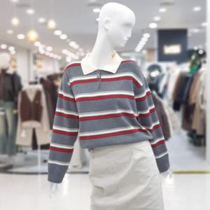 abfz sh06 카라 줄 배색 보들 니트 SLBHA1W47B