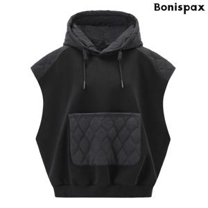 [보니스팍스(여성의류)]퀼팅 패딩 배색 후드 베스트 (XP4VW011L0)