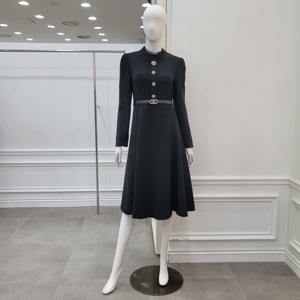 [미니멈]큐빅 버튼 플레어 원피스 (MYDAWO0270 BK)_IC