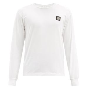 스톤 아일랜드 로고 패치 롱 슬리브 코튼 티셔츠 761522713