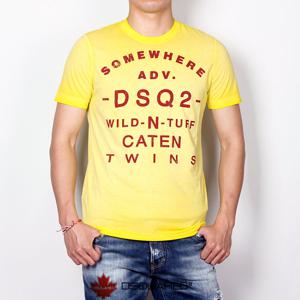 디스퀘어드 맨 썸웨어프린팅 빈티지워싱 반팔티 옐로우 74GC0900