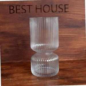 유리화분 화병 스트라이프 2단실린더 10x21cm