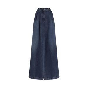 돌체앤가바나 플리츠 슬릿 맥시 스커트 F4DC4DG8OB3