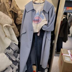 스테파니 HC35 포켓사선빅카라 핸드메이드롱코트 A24JK4401P