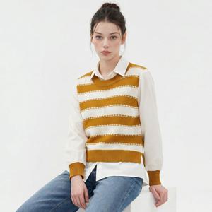 [포커스]스트라이프 베스트 레이어드 블라우스 PBVFF6S1BL5061