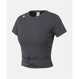 데상트 우먼스 캡내장 슬림핏 반팔 티셔츠 차콜 그레이(SQ122PTS13) SQ122PTS13_CHC0 301659