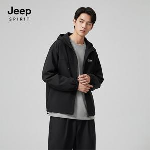JEEP SPIRIT 워크웨어 오버핏 후드 바람막이 블랙 (JSSPJK129)